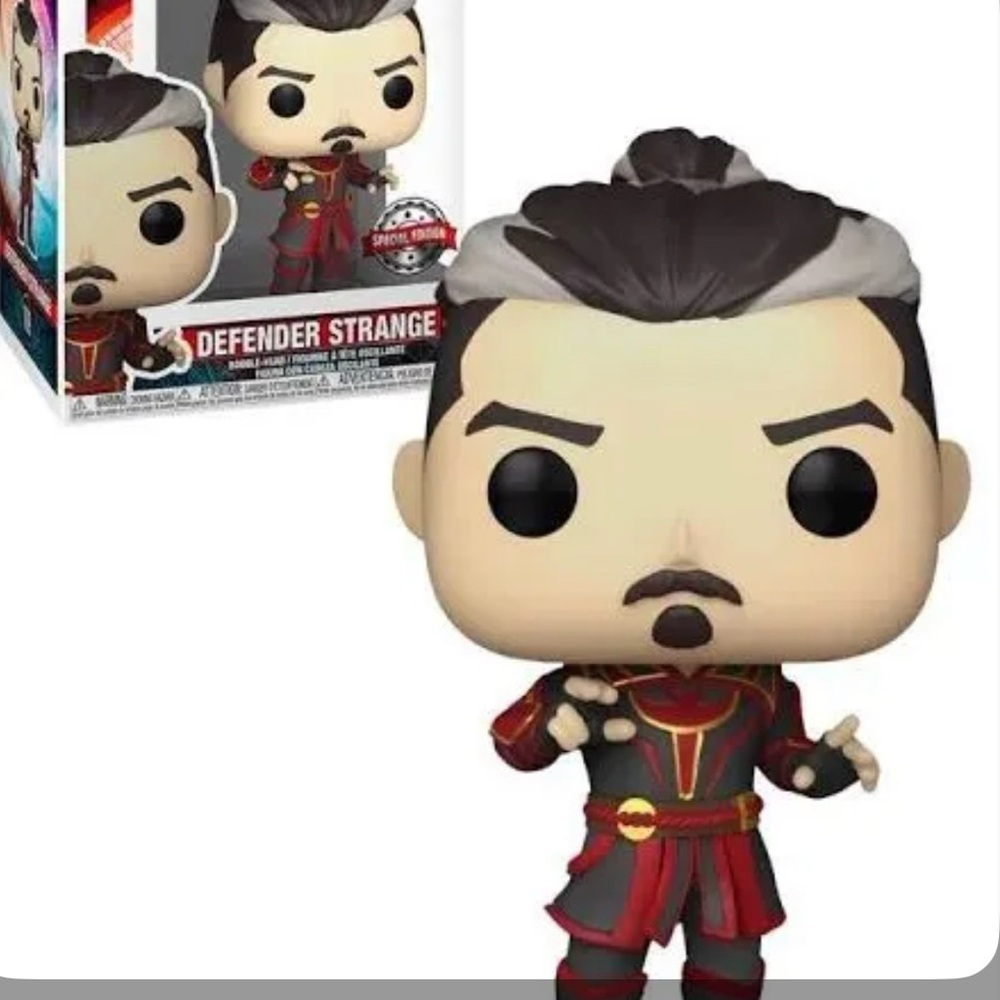 Funko Pop Defender Strange Figure with Red and Black Outfit